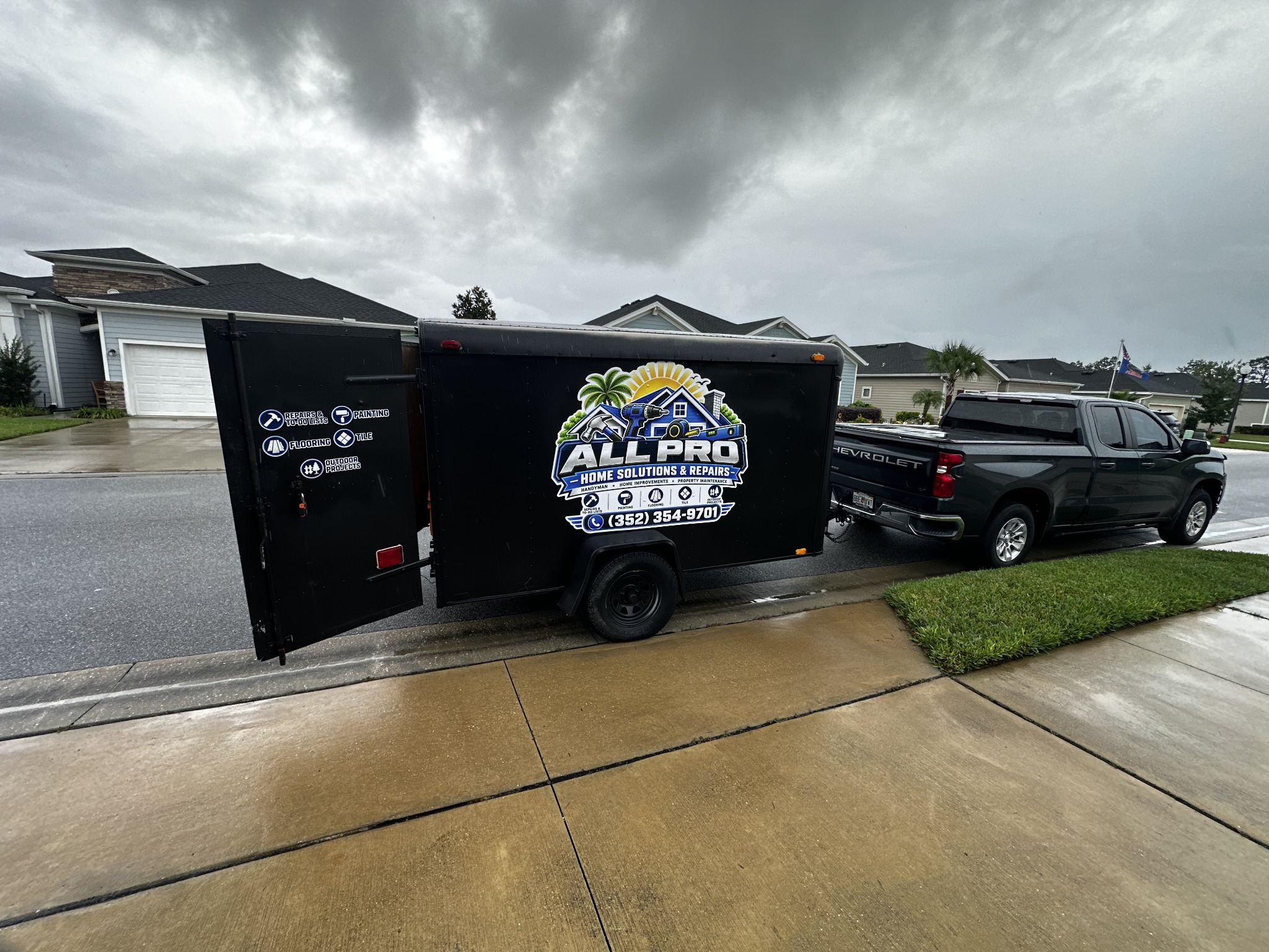 All Pro Home Solutions & Repairs branded truck and trailer